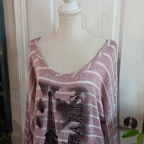 AGENDA Rayon Blend Embellished PARIS Eiffel Tower Off Shoulder Jumper Size Large - Picture 3 of 7